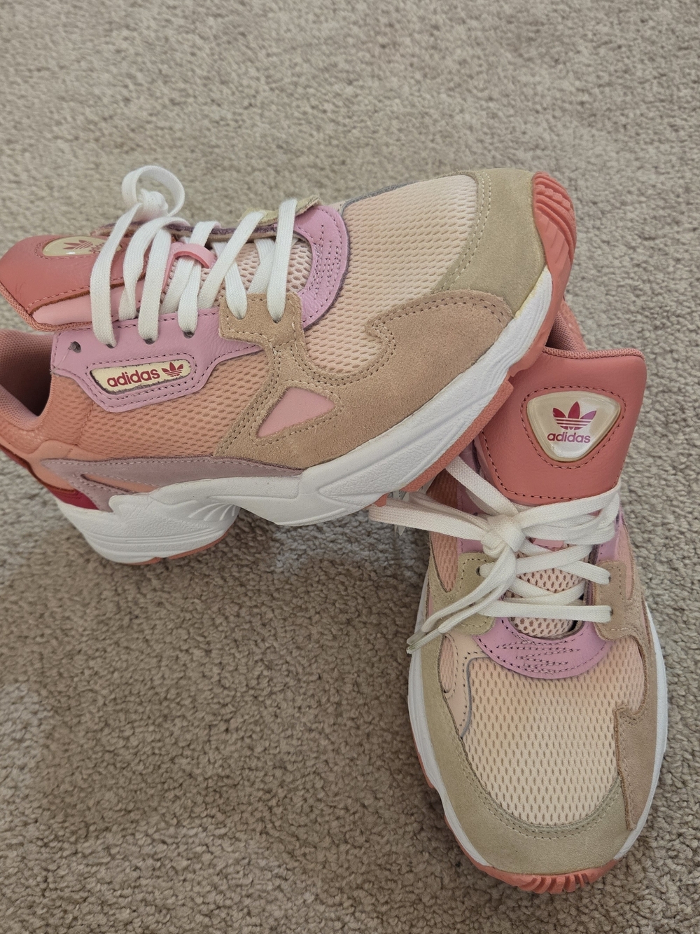Adidas Pink & Tan Falcon Sneakers Women